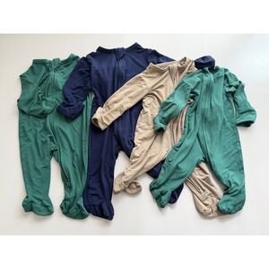 Aablexema Bamboo Rayon Footie Sleeper Bundle 4 Pc 0-3M 3-6M Neutral Zip Pajamas